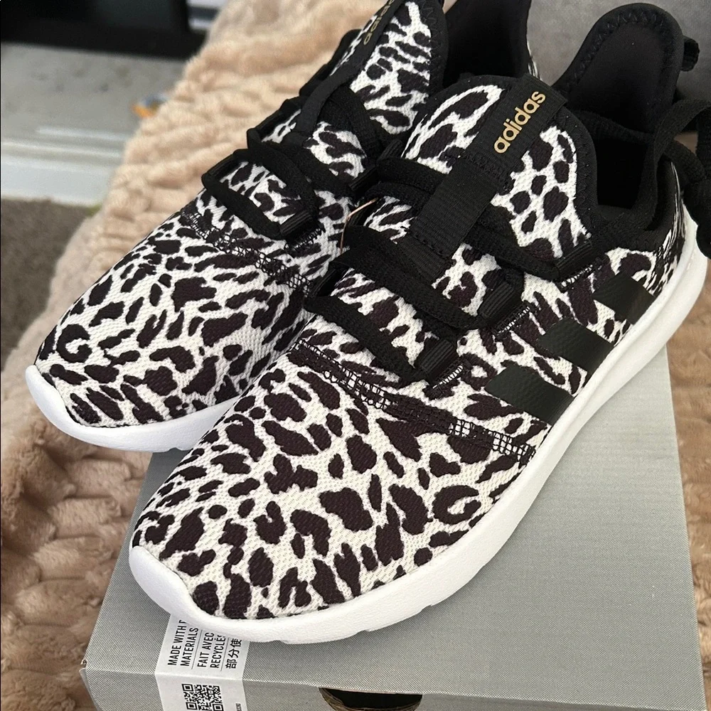 Adidas Cloudfoam Pure 2.0 Black and White Animal Print Sneakers - Picture 3 of 5